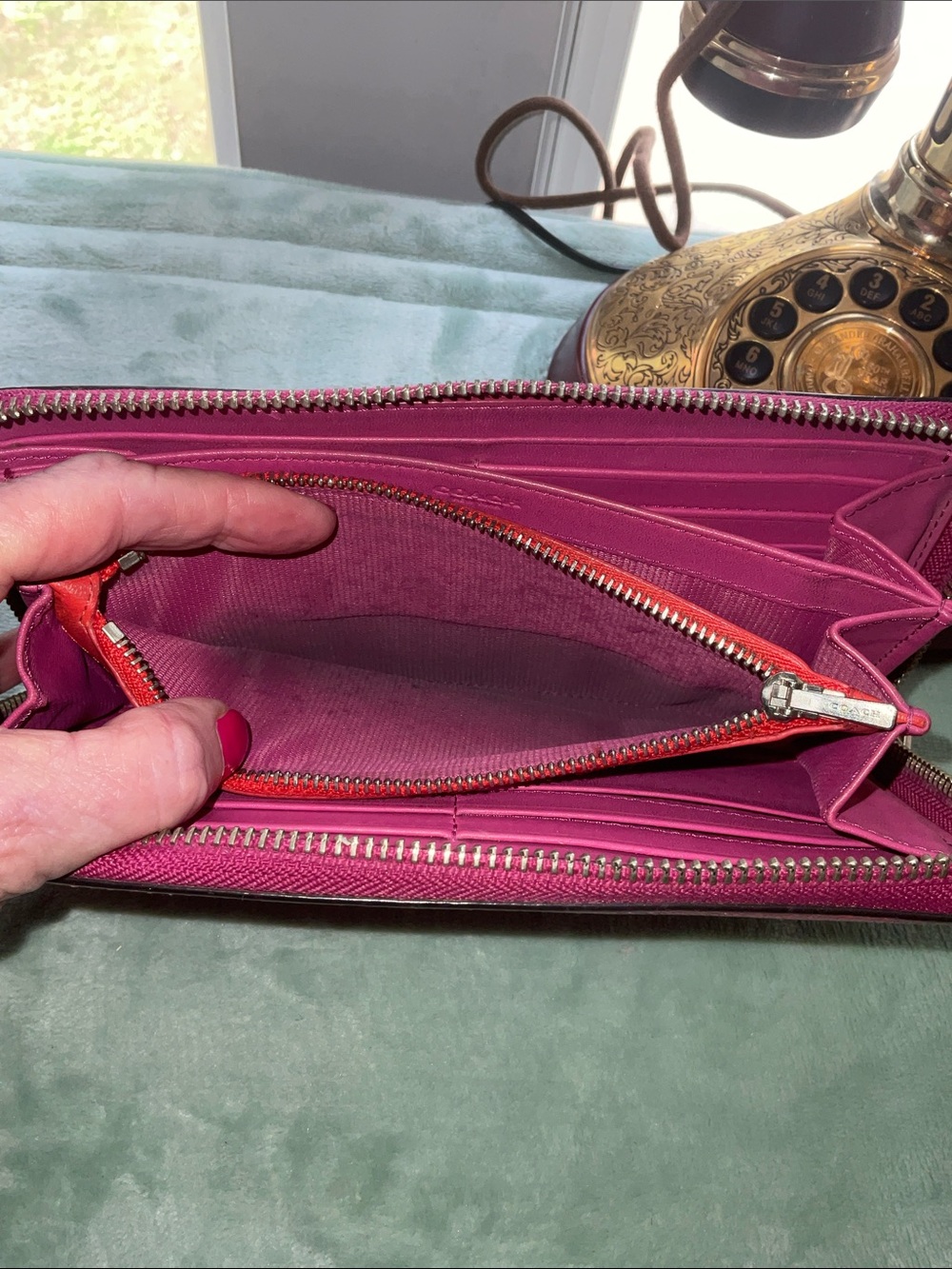 Coach Hot Pink Zip-Around Leather Wallet - Picture 8 of 8